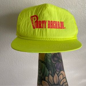Vintage Party Bacardi embroidered snapback hat, florescent yellow